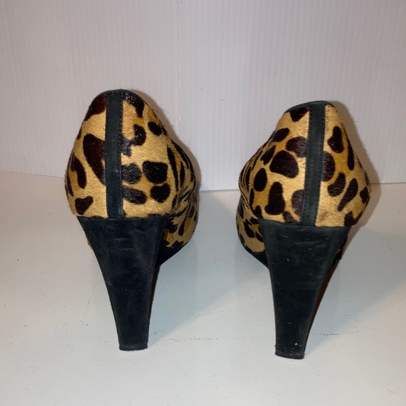 HALOGEN Cheetah Leopard Print Wedges Squared High Heel Womens 9.5M - Picture 9 of 11